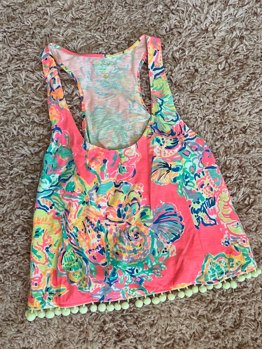 Lilly Pulitzer Coral Multicolor Floral Racerback Tank